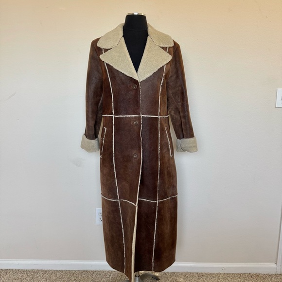 Wilsons Leather Jackets & Blazers - Vintage Wilsons Leather Pelle Studio Shearling Long Coat Brown Size Large
